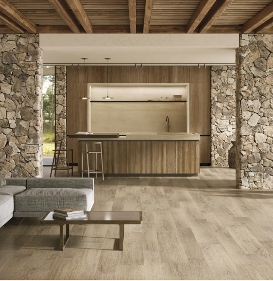 living room made with stone materials